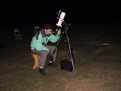 Ricardo Afonso no first light da diagonal Televue Everbrite 1.25", a observar Jupiter no Megrez 80mm
